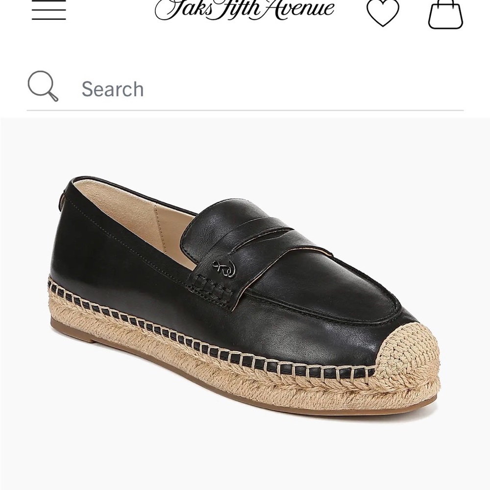 Black Leather Espadrille Loafers worn once Sam Edelman